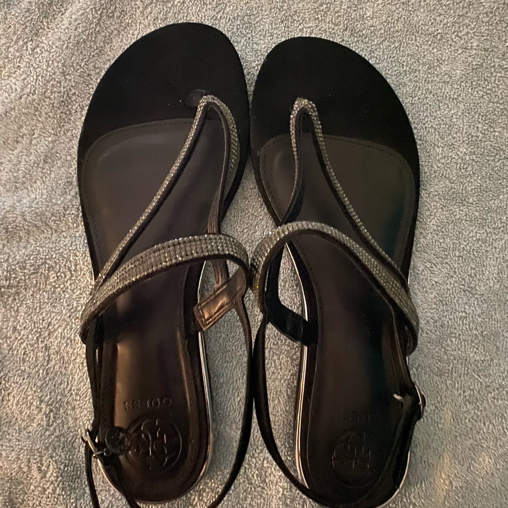Black Sandals with Silver Accents